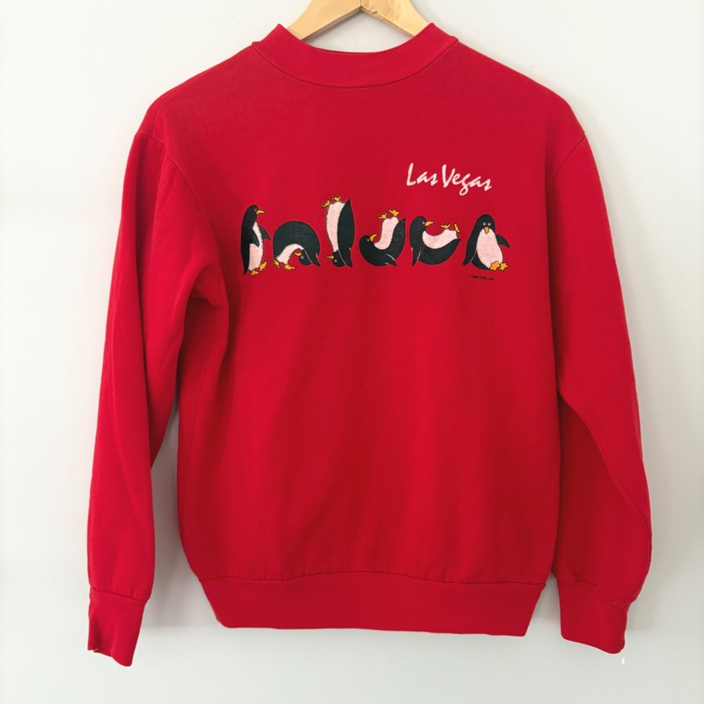 Vintage 1985‎ Las Vegas Penguin Sweatshirt Red Crewneck Medium Graphic